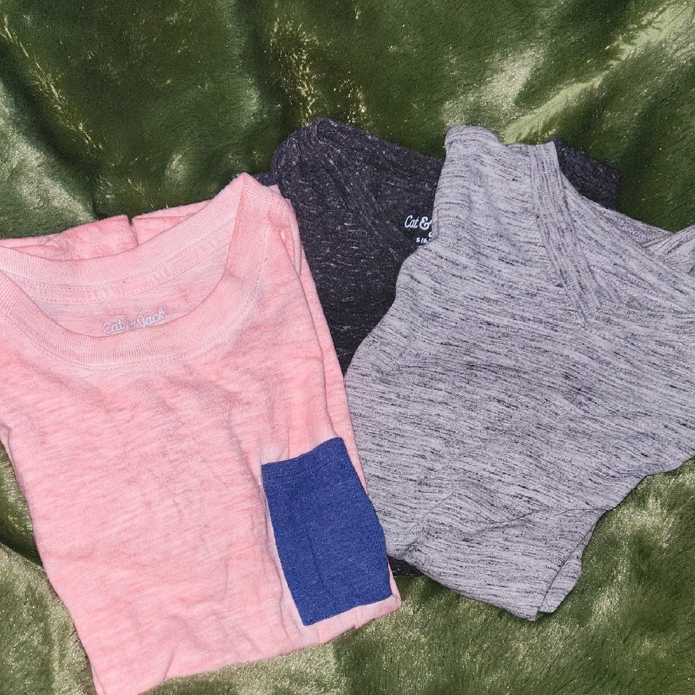 Cat & Jack Kids Short Sleeve Tees - Pink, Black, Gray